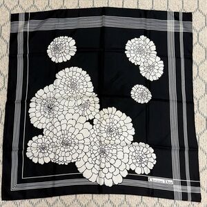 CHRISTIAN DIOR Vintage Rare 100% Silk Black & White Japanese Floral Women Scarf